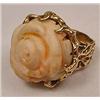 Image 3 : 14K GOLD AND CARVED CORAL LADIES RING AND EARRING