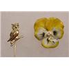 Image 1 : LOT OF 2 14K GOLD AND PRECIOUS STONES BROOCHES / S