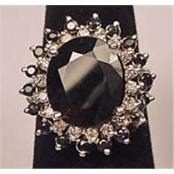 14K PLATE OVER SILVER SAPPHIRE AND DIAMOND LADIES
