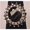 Image 1 : 14K PLATE OVER SILVER SAPPHIRE AND DIAMOND LADIES