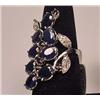 Image 2 : 14K PLATE OVER SILVER SAPPHIRE AND DIAMOND LADIES