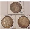 3 MORGAN SILVER DOLLARS - 1900-P, 1896-P AND 1886-