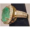 Image 2 : 14K GOLD LADIES EMERALD AND DIAMOND RING - Comes w