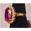Image 2 : 14K GOLD RUBY AND DIAMOND LADIES RING - SIZE 6.5 -