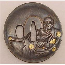ANTIQUE JAPANESE SAMURAI SWORD TSUBA GUARD - Appro