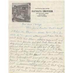 Our Gang child star Carl “Alfalfa” Switzer handwritten letters