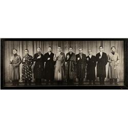 Vintage panoramic photo of 1939 Hollywood Cads Review benefit performance for Bundles for Britain