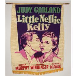 Little Nellie Kelly silk and wooden dowel “burgee” banner