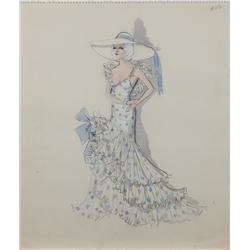 Edith Head costume sketch for Carroll Baker in Harlow
