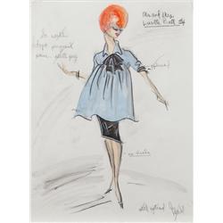 Edith Head costume sketch for Lucille Ball in Mr. And Mrs.