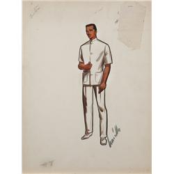 Travilla costume sketch of Richard Burton from The Rains of Ranchipur