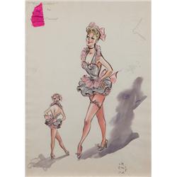 Edith Head costume sketch for Rosemary Clooney in Red Garters