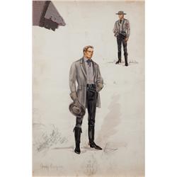 Norma Koch costume sketch for Gary Cooper in Vera Cruz