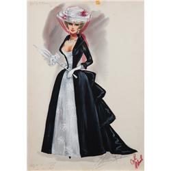 Norma Koch costume sketch for Anita Ekberg in 4 for Texas