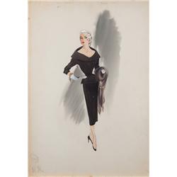 Helen Rose costume sketch for Anne Francis in Rogue Cop