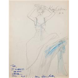 Theodora Van Runkle costume sketch of Diane Keaton in lingerie for The Godfather Part II