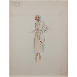 Edith Head costume sketch for Grace Kelly in Alfred Hitchcock’s To Catch a Thief