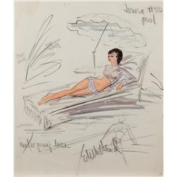 Edith Head costume sketch for Shirley MacLaine in What a Way to Go!