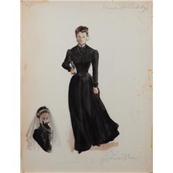 Sheila O’Brien costume sketch of Mercedes McCambridge for Johnny Guitar