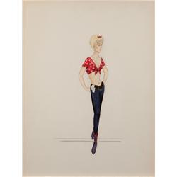 Bill Thomas costume design sketch for Kim Novak from Kiss Me, Stupid