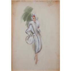 Helen Rose costume sketch of Janis Paige for Silk Stockings