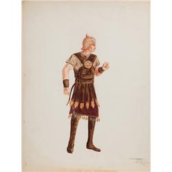 Charles Le Maire costume sketch for Gregory Peck “King David” from David and Bathsheba