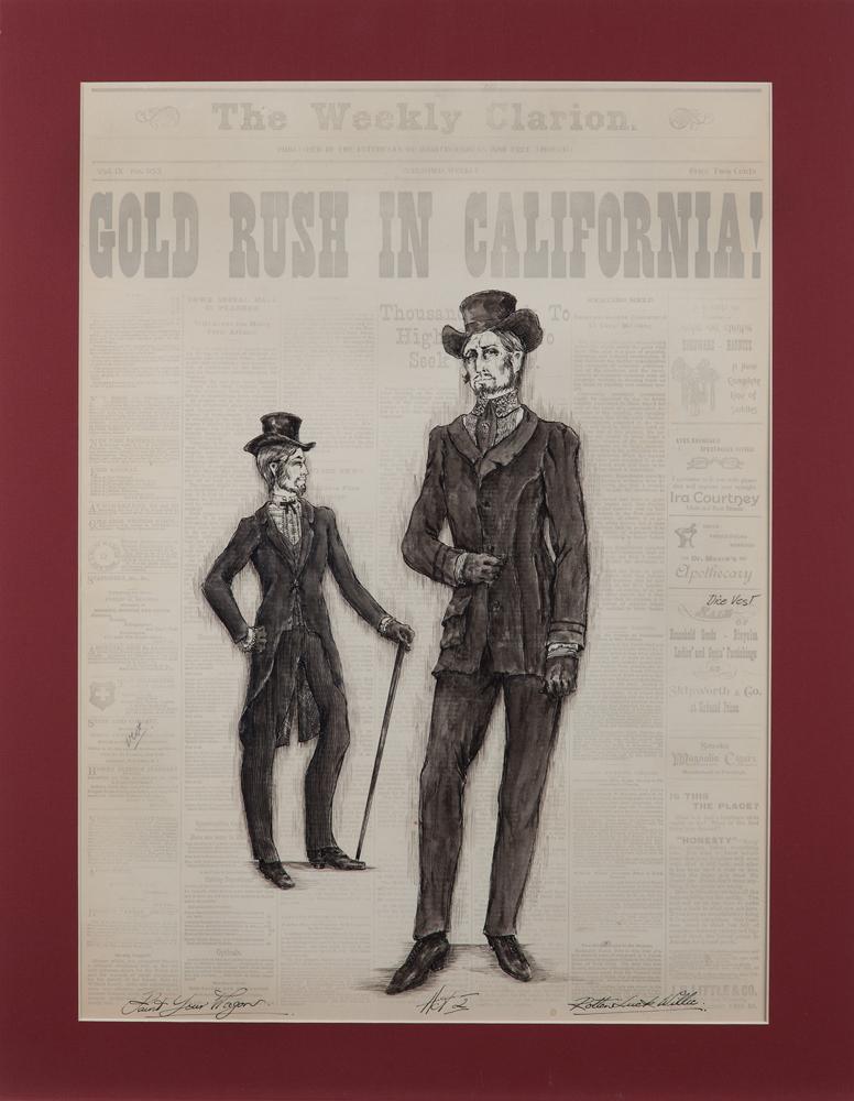 John Truscott costume sketch of Harve Presnell for Paint Your Wagon