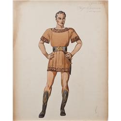 Costume sketch of Robert Taylor for Quo Vadis attributed to Herschel McCoy and sketched by Valles