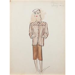 Bonnie Cashin costume sketch of Gene Tierney for Laura