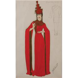 Walter Plunkett costume sketch of Anna May Wong for A Study in Scarlet