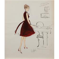 Edith Head trio of costume sketches of Joanne Woodward for A New Kind of Love
