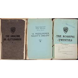 Collection of three dialogue subtitling scripts for James Cagney and Humphrey Bogart films