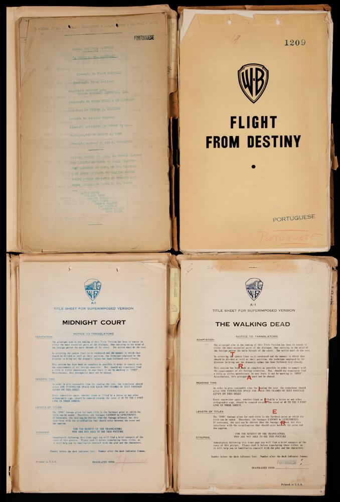 1930s Scriptwriter Collection of four dialogue subtitling scripts for horror and crime ...