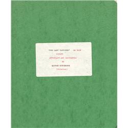 The Lady Vanishes studio dialogue-continuity, signed with profile caricature by Alfred Hitchcock