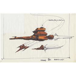 Original Draconian ship concept artwork from Buck Rogers in the 25th Century