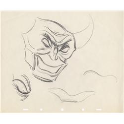Collection of five Disney animation sketches of Bela Lugosi as Chernabog in Fantasia