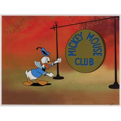 Donald Duck with Mickey Mouse Club gong production cel