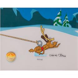 Original production cel and background from the 1966 animated feature How the Grinch Stole Christmas