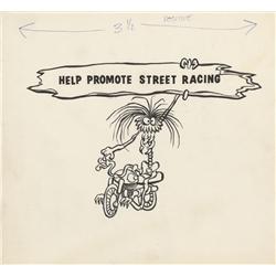 Ed “Big Daddy” Roth original pen & ink illustration “Help Promote Street Racing”