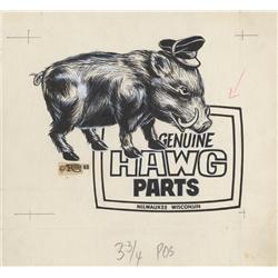 Ed “Big Daddy” Roth original pen & ink and tempera illustration “Genuine Hawg Parts”