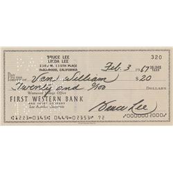 Bruce Lee signed check payable to “The Green Hornet,” Van Williams!