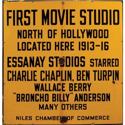 Charlie Chaplin Essanay Studio heavy enamel sign Ca. 1940