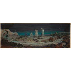 Harper Goff panoramic storyboard/concept art for Ten Tall Men