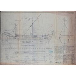 Collection of seven large blueprints of ships and armaments for the 1959 version of Ben-Hur