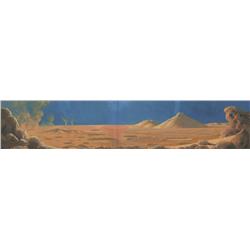 Pair of fantasy paintings of Mars surface by Chesley Bonestell for Griffith Observatory