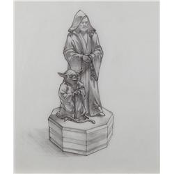 John Alvin Star Wars Chess piece drawing of Obi-Wan and Yoda