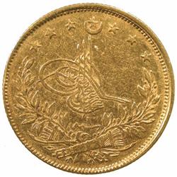 TURKEY: Murad V, 1876, AV 100 kurush (7.12g), Kostantiniye, AH1293 year 1