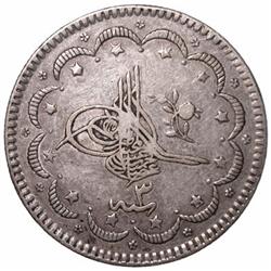 TURKEY: Abdul Hamid II, 1876-1909, AR 10 kurush (11.89g), Kostantiniye, AH1293 year 3