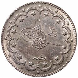 TURKEY: Mehmet V, 1909-1918, AR 10 kurush (12.05g), Kostantiniye, AH1327 year 5
