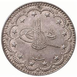 TURKEY: Mehmet V, 1909-1918, AR 5 kurush (6.01g), Bursa, AH1327 year 1